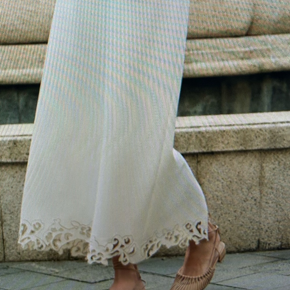 Commense Elegant 3D embroidered Ivory  Maxi Skirt